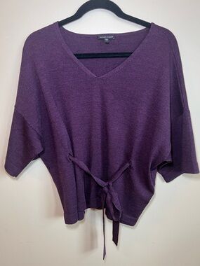 Eileen Fisher Merino Wool V-Neck Tie Waist Sweater Top size  Small